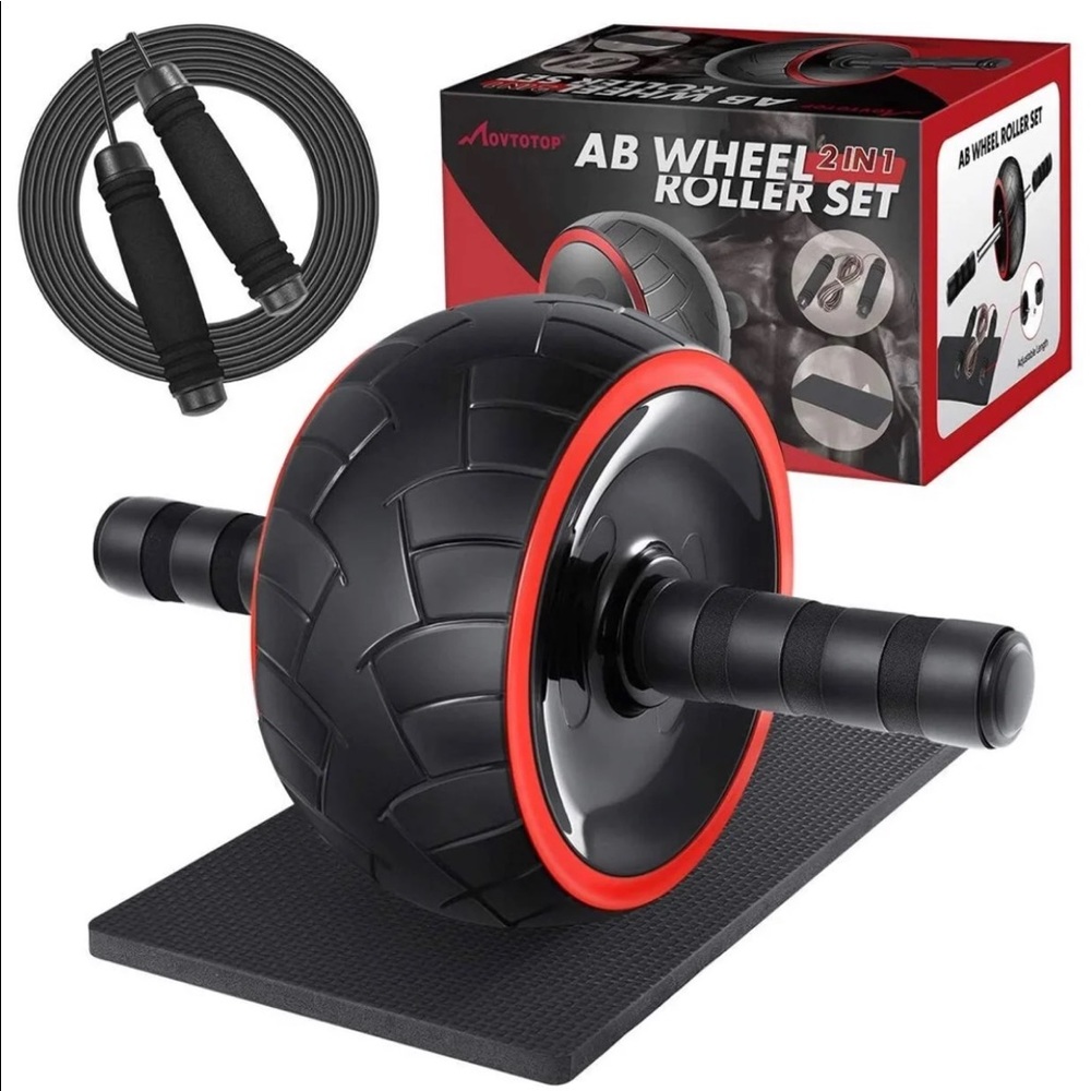Ab roller workout with knee pad jump rope